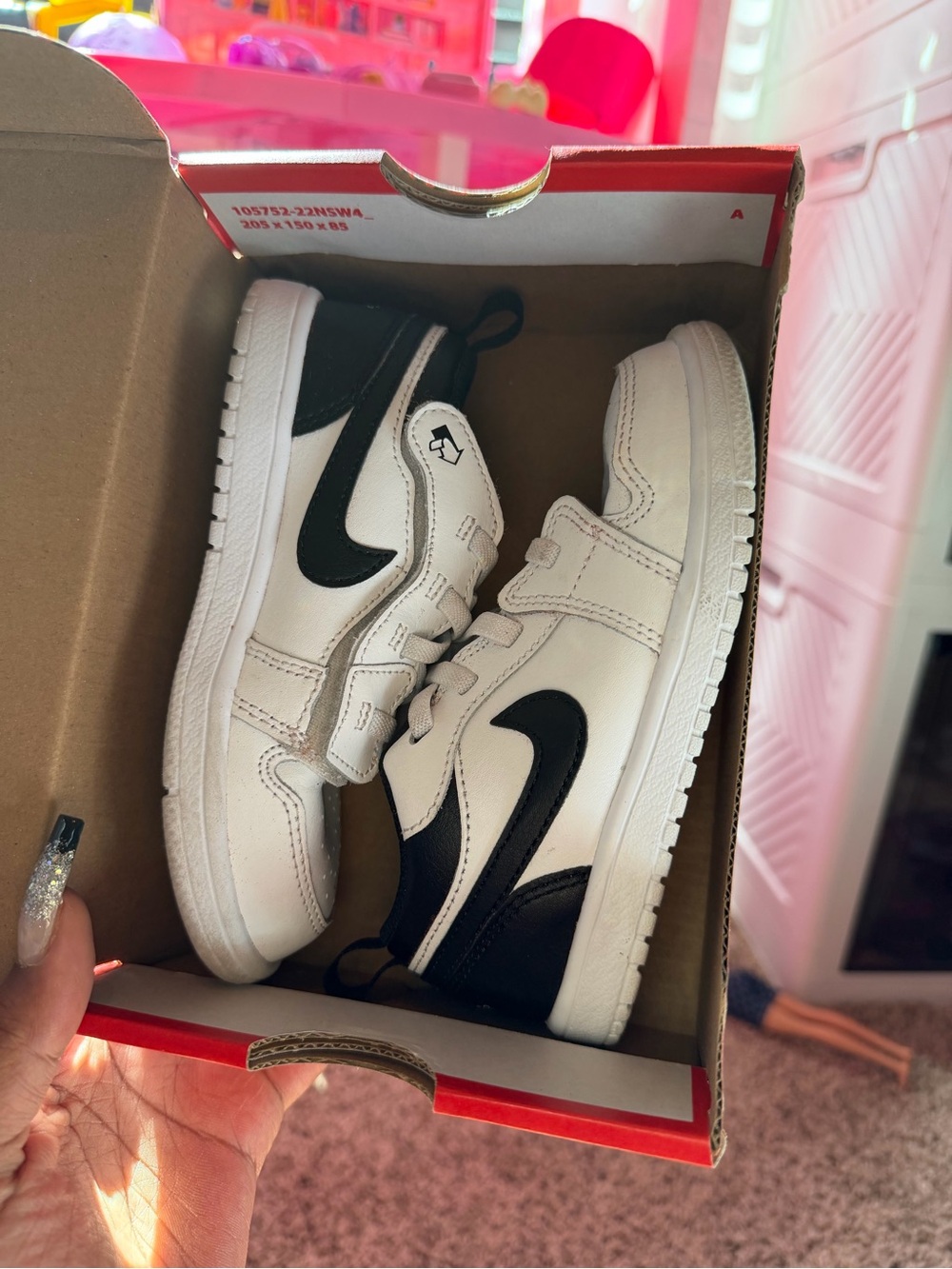 Nike Kids Black and White Velcro Sneakers
